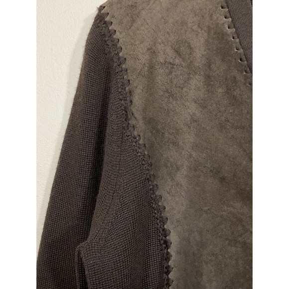 VTG Anne Klein Womens Wool Suede Cardigan M Brown 90s Fairy Goblincore Retro - Picture 6 of 6